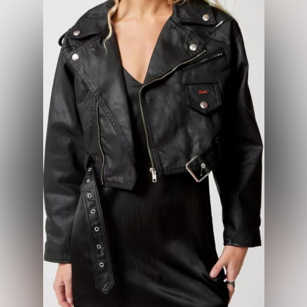 Wrangler Black Leather Biker Jacket - Picture 15 of 16